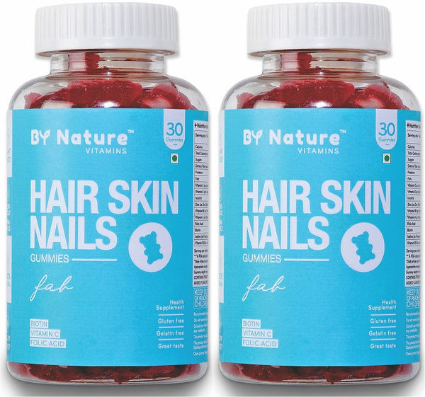 By Nature Hair Skin Nails Gummies with Biotin Pack of 2 - 30 gummies