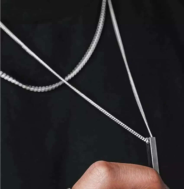 Pure Titanium Steel Ultra Polished 3D Silver Cuboid Vertical Bar Penda ...