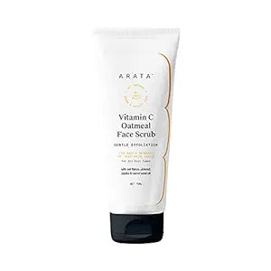 Arata Vitamin C Oatmeal Face Scrub - (75 ML) | With Jojoba, Almond & Carrot Seed Oil | Gentle Exfoliation & Daily Removal Of Dead Skin | All-Natural, Non-Toxic | All Skin Types