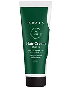 Arata Styling Hair Cream (50 ML) | Boosts Moisture in Curly Hair | Reduces Frizz & Tames Flyaways in Straight Hair | Adds Soft Hold and Control to Short Hair