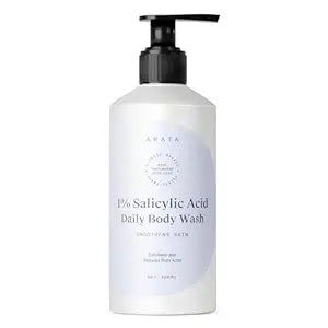 Arata 1% Salicylic Acid Body Wash For Body Acne & Bumpy Skin | Exfoliates & Deep cleanses skin | For all skin types | Body Shower Gel - 300ml