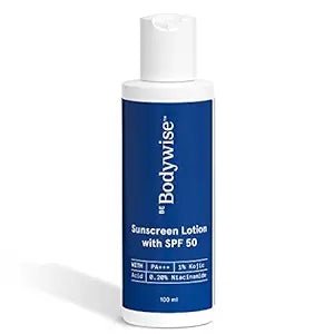 Be Bodywise Sunscreen Lotion with SPF 50 PA+++ | With 1% Kojic Acid & 0.20% Niacinamide | Prevents Sun Tan, Leaves No White Cast & Gives Broad Spectrum Protection | 100ml