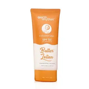 Earth Rhythm Coconut Milk Butter Body Lotion SPF 50 PA+++| Soothes Skin, Hydrates & UVA & UVB Sun Protection | for All Skin Type | Men & Women – 200 ml