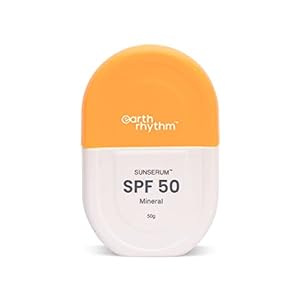 Earth Rhythm Mineral Sunscreen Serum SPF 50 with Zinc Oxide & Vitamin E | Light and non-greasy Texture | Face serum with SPF 50, Sunserum| All skin types | Unisex – 50 grams