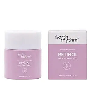Earth Rhythm Retinol Night Cream Enriched with Vitamin B, C, & E | Beginner Friendly, Anti Ageing Cream, Brighten Skin - 30gm