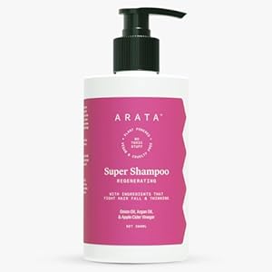 Arata Super Shampoo - 300 ML | Reduces Hair Fall, Promotes Hair Growth | Sulphate, Paraben & SLS Free | With Argan Oil, Onion Oil, Bhringraj, Apple Cider Vinegar & Aloe Vera | For Men & Women