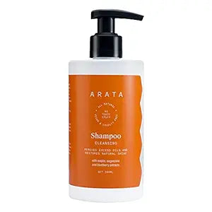 Arata Natural Oil Control Cleansing Shampoo (300 ML) | With Maple, Sugarcane & Blueberry Extracts | All-Natural, Vegan & Cruelty-Free | Removes Excess Oil & Restores Natural Shine | For Women & Men