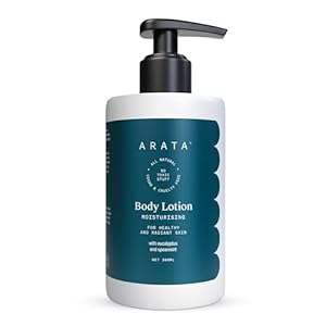 Arata Natural Moisturising Body Lotion - (300 ml) | For Dry Skin | With Shea Butter, Cocoa Butter, Coconut Oil | For Women & Men | All Natural, Vegan & Cruelty Free | Intensive Nourishment | Rejuvenates & Soothes Dry Skin