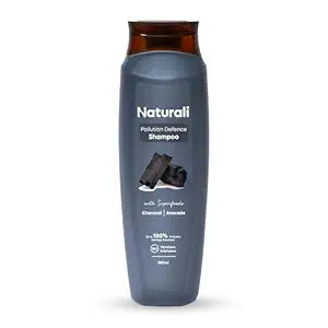 Naturali Pollution Defence Shampoo | With Charcoal & Avocado | Detoxifies And Nourishes Hair | 180 ML