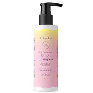 Arata Hair Fall Defense Onion Shampoo (200 ML) | Controls Hair Fall | Helps Strengthen & Smoothen Hair | With Onion Oil, Rice Water, Apple Cider Vinegar and Aloe Vera