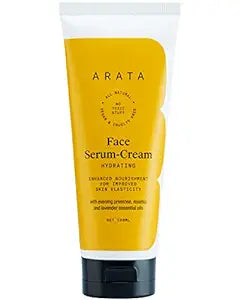 Arata Natural Hydrating Anti-Ageing Face Serum-Cream with evening primrose, rosehip & lavender essential oils for Skin Elasticity for Women & Men || All Natural, Vegan & Cruelty Free - (100 ml)