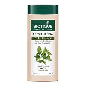 Biotique Fresh Henna Color Protect Shampoo & Conditioner for Color Treated Hair - 180 ml
