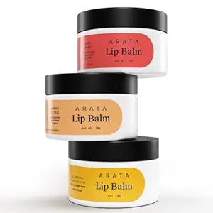 Arata Moisturizing Lip Care Trio For Dry Lips | Intensely Moisturizing | Ultra-Hydrating | Cocoa Butter, Mango Butter, Sweet Almond & Lemon Oil - (10g Each, Pack of 3)