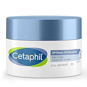 Cetaphil Optimal Hydration Daily Cream - 50g | Lightweight & Fast Absorption | Hyaluronic Acid, Blue Daisy Extract, Niacinamide | Dermatologist Recommended for Sensitive Skin