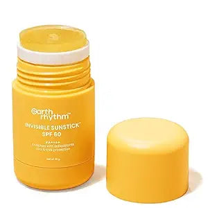 Earth Rhythm Sunstick SPF 60 PA+++ Invisible Sunscreen | Water Resistant, No White Cast, Lightweight I Almond Oil, Jojoba Oil & Vitamin E | Suits all skin types | Women & Men - 40 gm