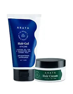 Arata Styling Hair Cream - (100 GMS) & Styling Hair Gel - (150 ML) | Enhances Curl Pattern | Thick, Moisturising Formulas | Controls Frizz in Straight Hair | Adds Strong Hold in Short Hair