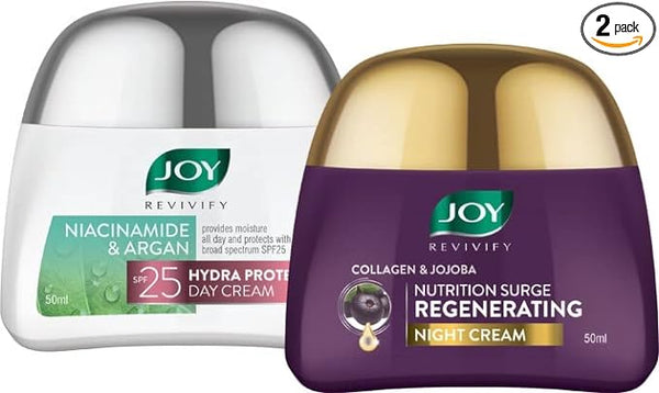 Joy Revivify Niacinamide & Argan Day Cream with SPF - 50ml & Collagen & Jojoba Night Cream 50ml(Combo Pack)