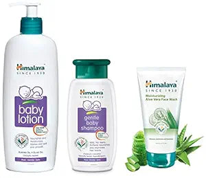 Himalaya Baby Body Lotion & Herbals Moisturizing Aloe Vera Face Wash & Gentle Baby Shampoo Combo