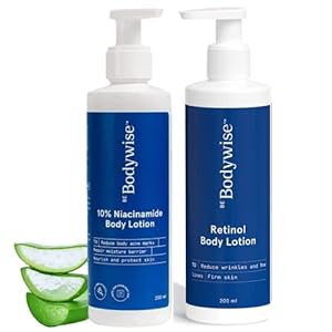 Be Bodywise 10% Niacinamide & 0.1% Retinol Body Lotion (Pack of 2) | Niacinamide, Propandiol & Shea Butter | Reduces Stretch Mark, Acne Marks | For Brighter & Even-Toned Skin | 400 ml