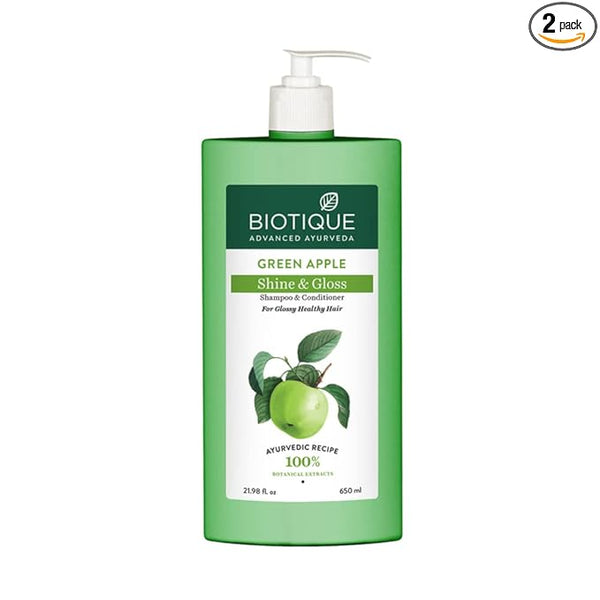 Biotique Green Apple Shine & Gloss Shampoo & Conditioner - 650 ml