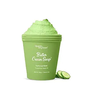 Earth Rhythm Summer Rain Butter Cream Soap| Cleanse, Moisturizes Skin, Make Skin Soft & Supple | Cucumber Seed oil,Shea Butter | for All Skin Type | Men & Women - 160 gm (Summer Rain)