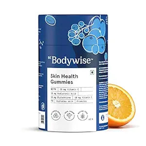 Be Bodywise Skin Collagen Gummies | 60 Days Pack l With 10,000 mcg Glutathione, Vitamin C, Hyaluronic Acid, Vitamin E & Glutathione l For Glowing & Radiant Skin