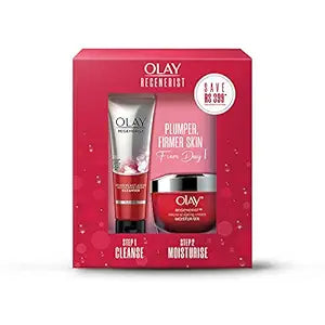 Olay Regenerist Pack  Day Cream - 50gms + Cleanser - 100 gms| Hydrated, Plump, Bouncy Skin | With Hyaluronic Acid, Niacinamide and Peptides | Normal, Oily, Dry, Combination Skin | Pack of 2