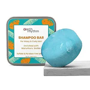 Earth Rhythm Murumuru Butter Shampoo Bar with Vitamin E for Dry, Frizzy, Curly or Wavy Hair | Deep Conditions, Softens & Maintains Growth |Sulphate & Paraben Free | Unisex - 80 gms (Tin)