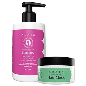 Arata Advanced Curl Care Hair Shampoo - (300 ML) & Advanced Curl Care Hair Mask - (100 GMS) | Cleanses, Repairs & Deep Conditions Curls | CG Approved