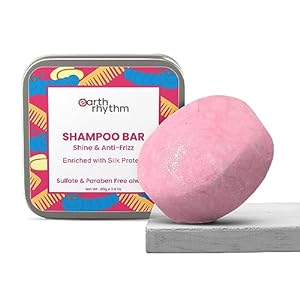 Earth Rhythm Silk Shampoo Bars for Soft & Silky Hair, Sulphate & Paraben Free, Plastic Free (Tin Packaging) - 80gm