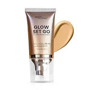 Earth Rhythm Glow Set Go Multipurpose Strobe Cream Spf 50 PA++++ | Primer, Highlighter, Moisturizer | Cocoa Butter, Vitamin E - Golden Glow - 40ml