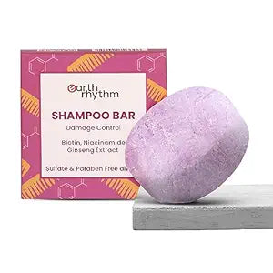 Earth Rhythm Biotin Shampoo Bar With Niacinamide, Ginseng | Restores Suppleness, Adds shine, Sulfate & Paraben Free, For rough & damage hair (Cardboard) - 80 gms