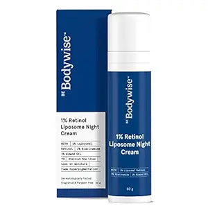 Be Bodywise 1% Retinol Cream | 2x Faster Reduction in Fine lines and wrinkles | 3% Niacinamide, 1% Almond Oil | SLS, Paraben & Sulphate Free | 50g