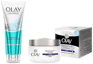 Olay Face Wash Luminous Brightening Foaming Cleanser, 100 gms& Night Cream Natural Aura Nourishing Repair Cream,50 gms