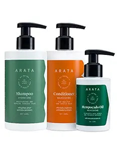 Arata Natural Daily Therapy hair care Combo For Women & Men With Hempocado Oil - (100 ML), Hydrating Shampoo - (300 ML) & Conditioner - (300 ML) || Plant-Based, Non-Toxic Daily Scalp Therapy || Compete hair care regimen