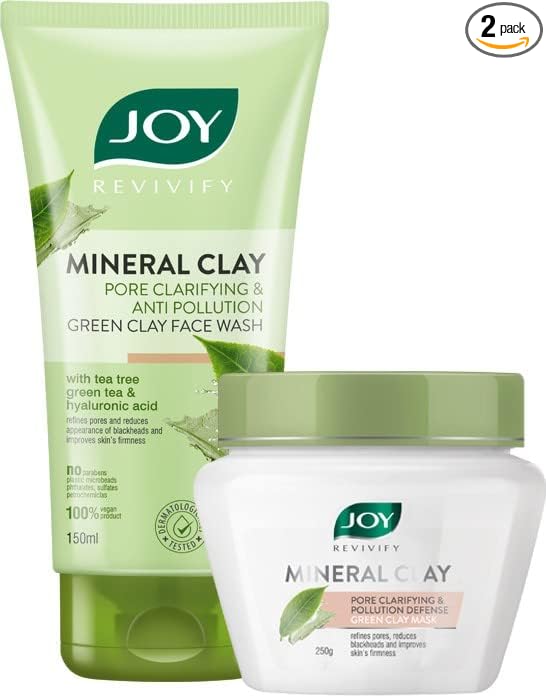 Joy Revivify Mineral Clay Anti-Pollution Green Clay Face Mask 250 gms & Green Clay Face Wash 150ml ( Combo Pack )