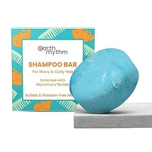 Earth Rhythm Murumuru Butter Shampoo Bar with Vitamin E for Dry, Frizzy, Curly or Wavy Hair | Deep Conditions, Softens & Maintains Growth |Sulphate & Paraben Free | Unisex - 80 gm