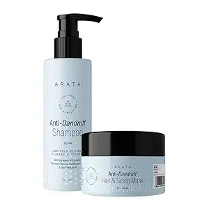 Arata Anti-Dandruff Cleanse Combo For Normal To Oily Hair | Anti-Dandruff Mask - (100 GMS) And Shampoo (200 ML) | Removes Dandruff Effectively | Fights Flakiness