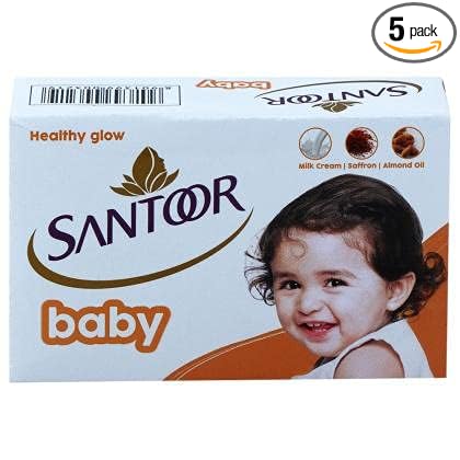 Santoor Baby Soap, Milk cream, Almond Oil and Saffronm - 75 gms (Pack of 5)