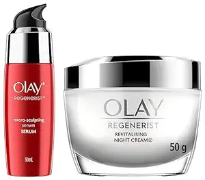 Olay Serum Regenerist Microsculpting  Serum And Olay Night Cream Regenerist Deep Hydration Light Cream - 50 gms