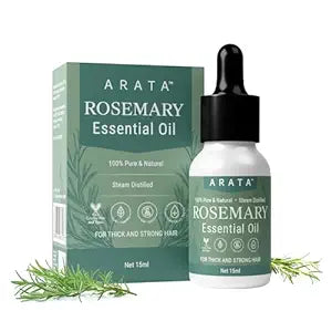 Arata Undiluted Rosemary Essential Oil - 15 ML| Improves Hair Growth, Strengthens Hair & Balances Scalp | Hair & Skin Care |Organic 100% Pure & Natural