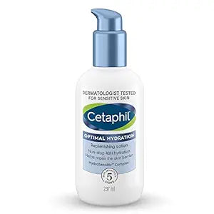 Cetaphil Optimal Hydration Replenishing Body Lotion - 237ml | Lightweight & non-greasy | Hyaluronic Acid, Sunflower Oil, Blue Daisy extract | Dermatologist Recommended for Sensitive Skin