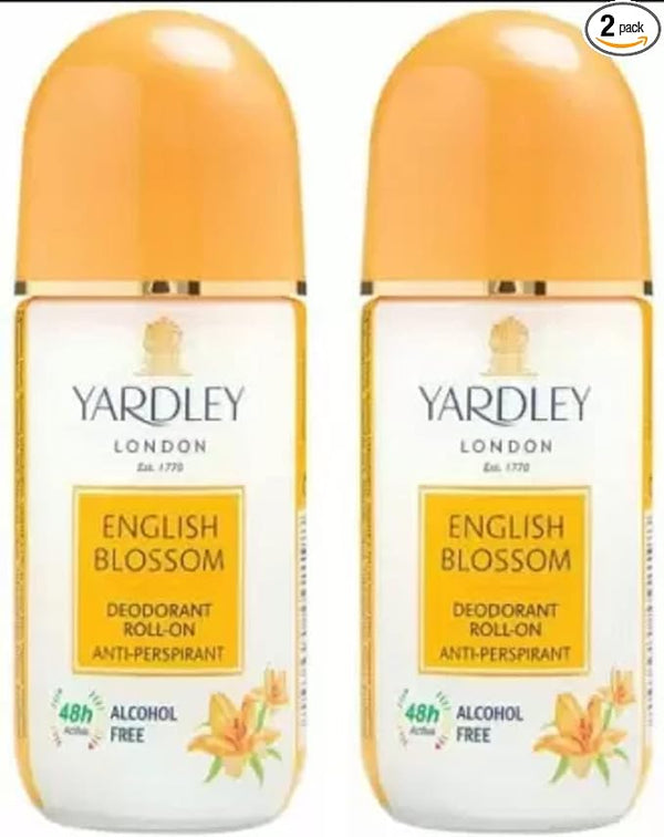 Yardley London 2 English Blossom Deodorant Roll-on For Men & Women - 100 ml (Pack of 2)