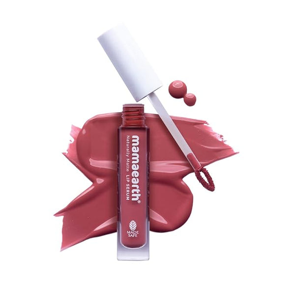 Mamaearth Naturally Matte Lip Serum - Matte Liquid Lipstick with Vitamin C & E For Upto 12 Hour Long Stay - 02 Rosy Nude (Nude) - 3 ml