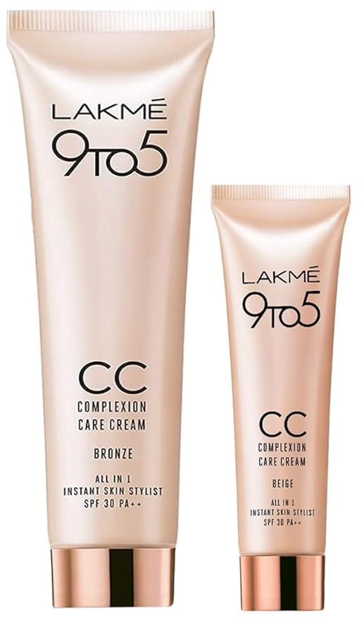 Lakme Complexion Care Face Cream, Beige, 9gms & Lakme 9 To 5 Complexion Care Face CC Cream, Bronze, SPF 30, 30 gms