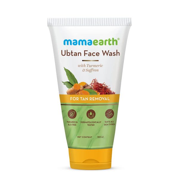 Mamaearth Ubtan Natural Face Wash For All Skin Type With Turmeric & Saffron For Tan Removal 150 Ml