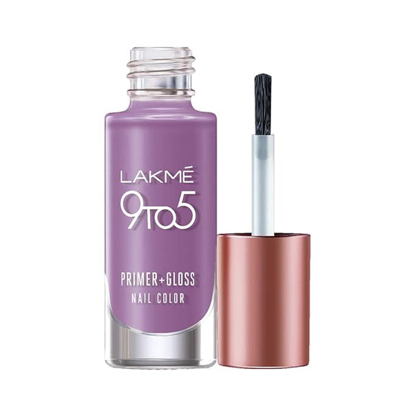 Lakmé 9 to 5 Primer + Gloss Nail Colour, Lilac Link - 6 ml