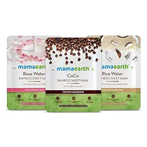 Mamaearth Rice Water Bamboo Sheet Mask 25 g + Rose Water Bamboo Sheet Mask 25 g + CoCo Bamboo Sheet Mask 25 g
