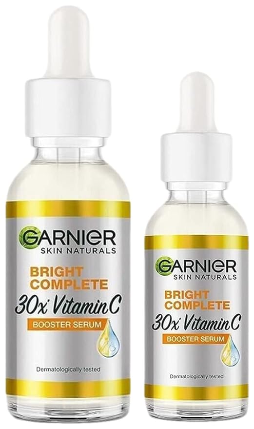 Garnier Bright Complete VITAMIN C Face Serum 50 ml  & Garnier Bright Complete VITAMIN C Booster Face Serum, 30ml Combo