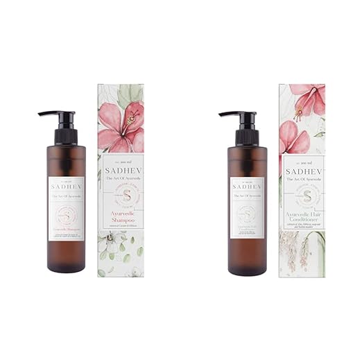 Sadhev Ayurvedic Coconut & Hibiscus Shampoo + Aloe & Hibiscus Conditioner - 200 ml Each